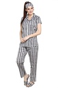 evolove Black coffee Checks Print (Button Night Set with Bedroom slippers ,Scrunchie &amp; Eye mask (Black coffee) (Pack of 5)