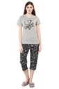 evolove Goat Grey Round Neck I love Coffee Printed (Capri Set)Get free eyemask inside of any design (Goat Grey &amp; Black)