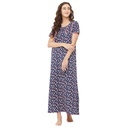 evolove Women's Printed Cotton Long nighty (Nightgown)